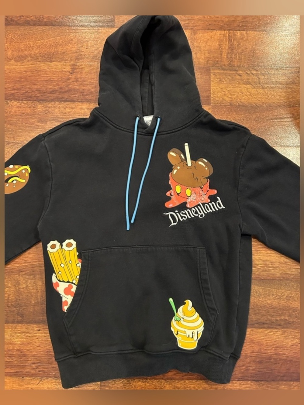 2024 Disney Parks Disney Eats Mickey Snacks Dole Whip Churro Black Hoodie XS